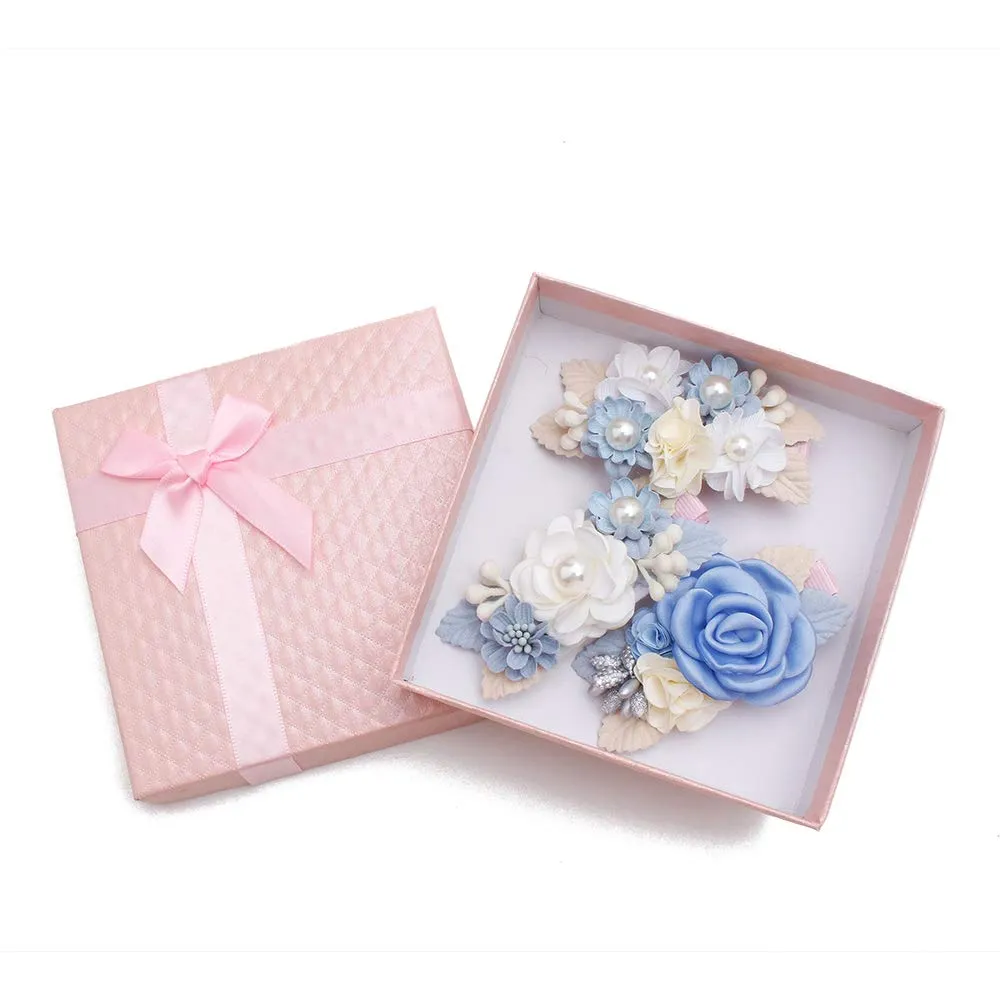 cherrboll Flower Hair Clips Set 3pcs Floral Hair Bow Accessories for Baby Girl Toddles Teen Gifts