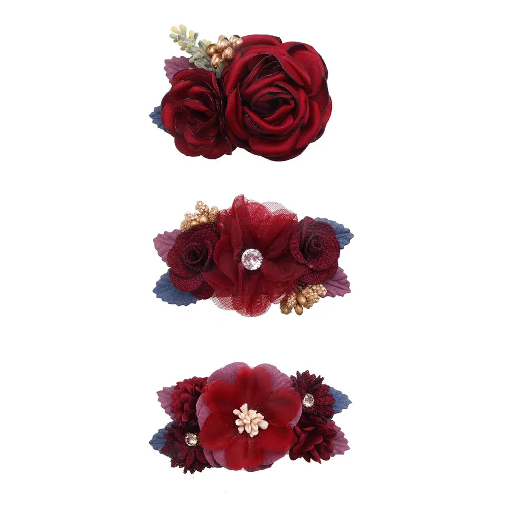 cherrboll Flower Hair Clips Set 3pcs Floral Hair Bow Accessories for Baby Girl Toddles Teen Gifts