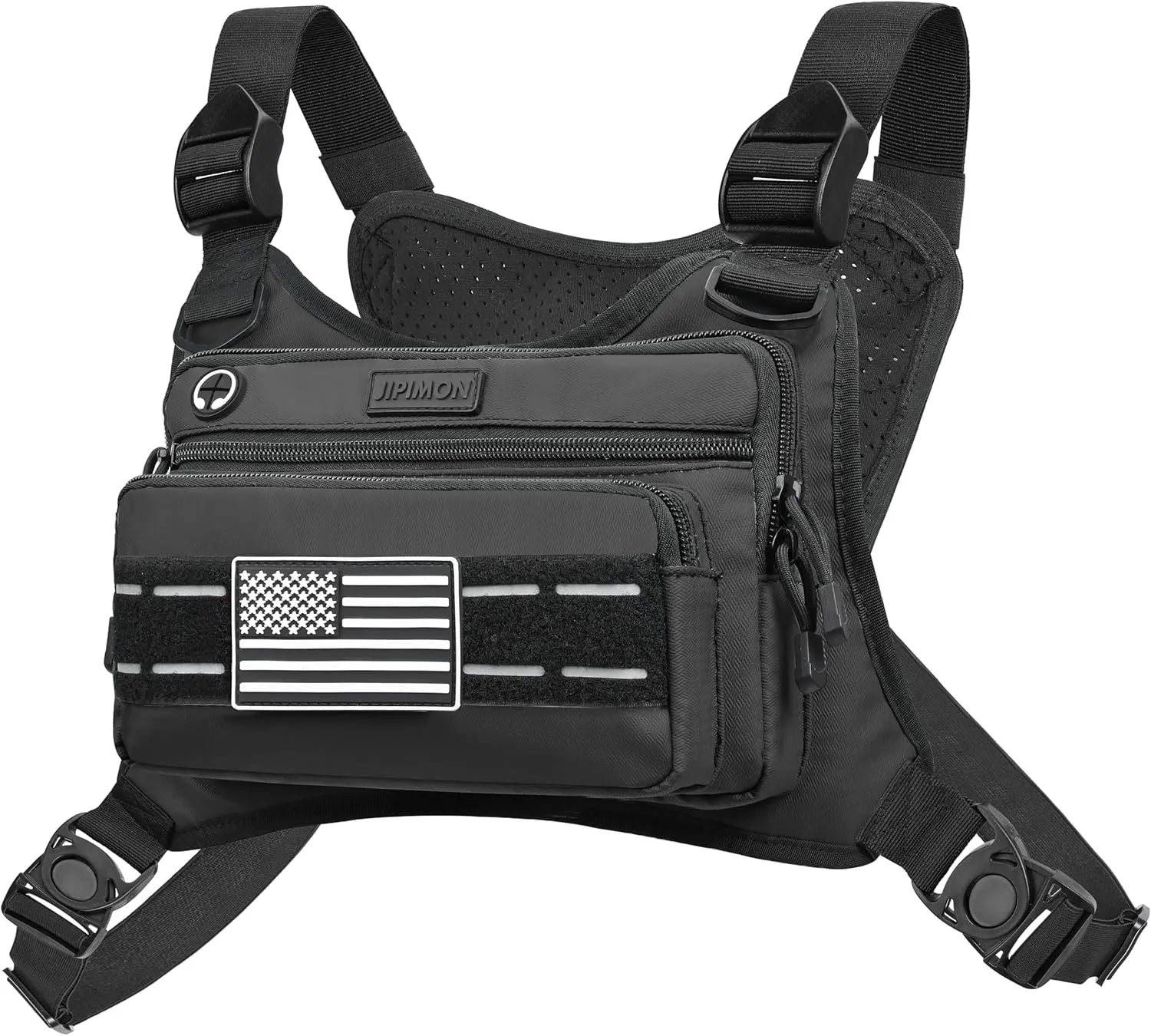 Chest Bag For Men With Extra Storage, Waterproof Outdoor Sports Chest Bag For Running, Cycling, Hiking, Rock Climbing (Black)