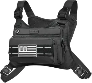 Chest Bag For Men With Extra Storage, Waterproof Outdoor Sports Chest Bag For Running, Cycling, Hiking, Rock Climbing (Black)