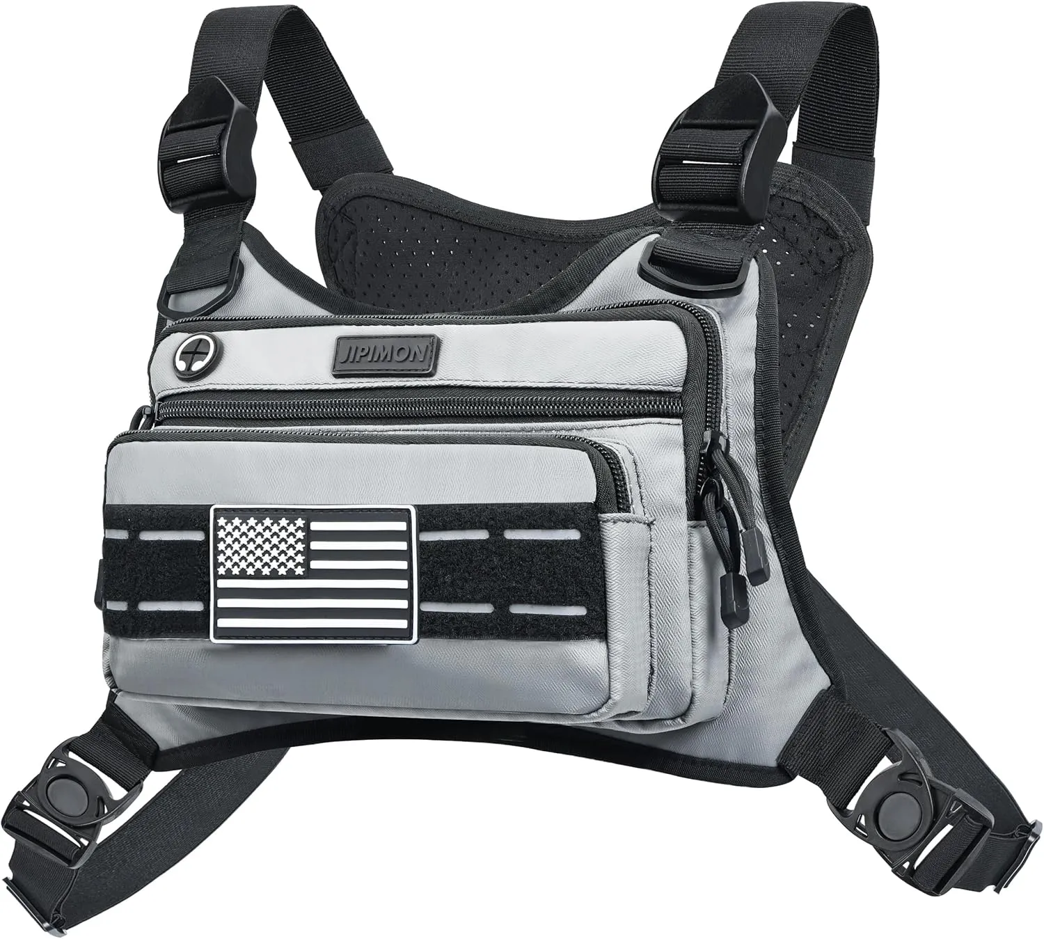 Chest Bag For Men With Extra Storage, Waterproof Outdoor Sports Chest Bag For Running, Cycling, Hiking, Rock Climbing (Gray)