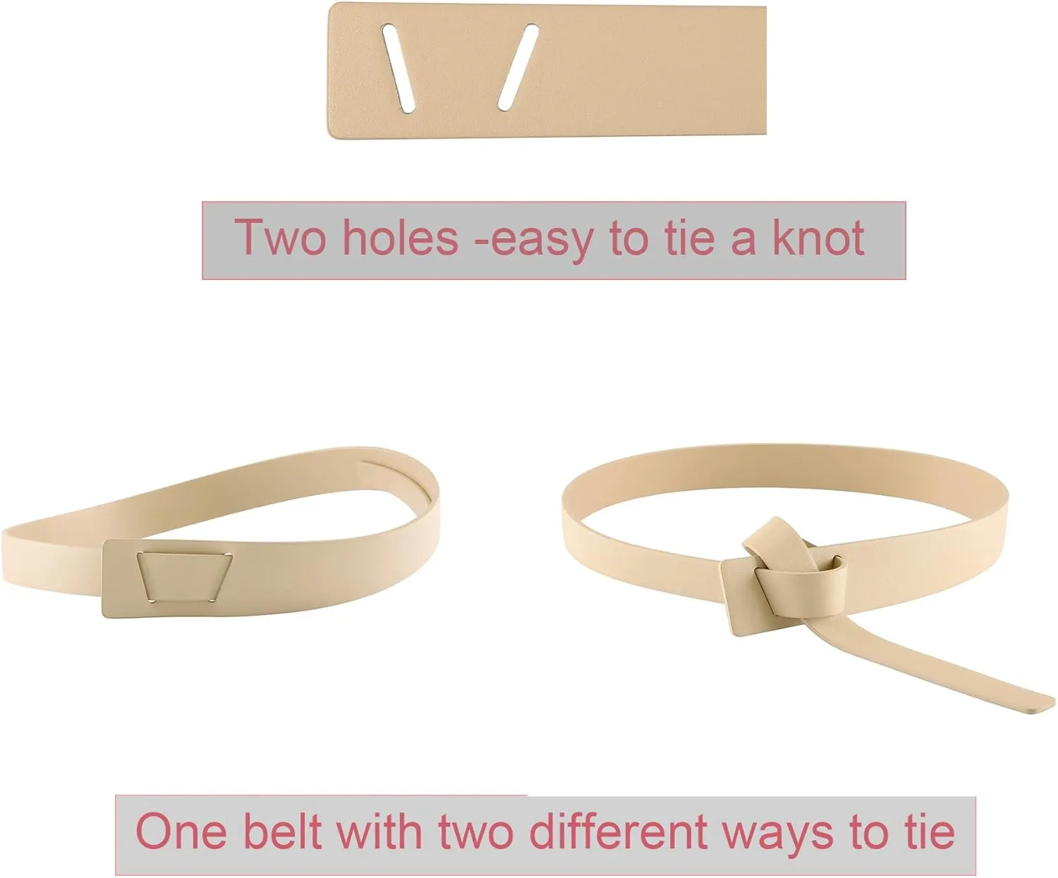CHIC DIARY Women Fashion Knot Belt for Dress Jeans Cowhide PU Leather Tie Waist Belt No Buckle Cinch Belt