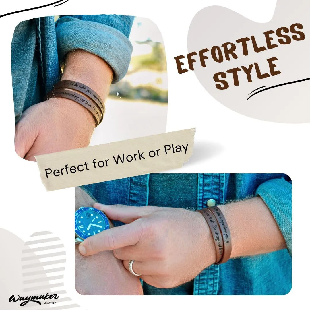 Christian Bracelet for Men | Handmade Genuine Leather Bracelet | Christian Gifts for Men | Bible Verse Bracelets | Religious Gifts for Men | Made in USA by Waymaker Leather