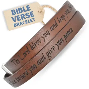 Christian Bracelet for Men | Handmade Genuine Leather Bracelet | Christian Gifts for Men | Bible Verse Bracelets | Religious Gifts for Men | Made in USA by Waymaker Leather