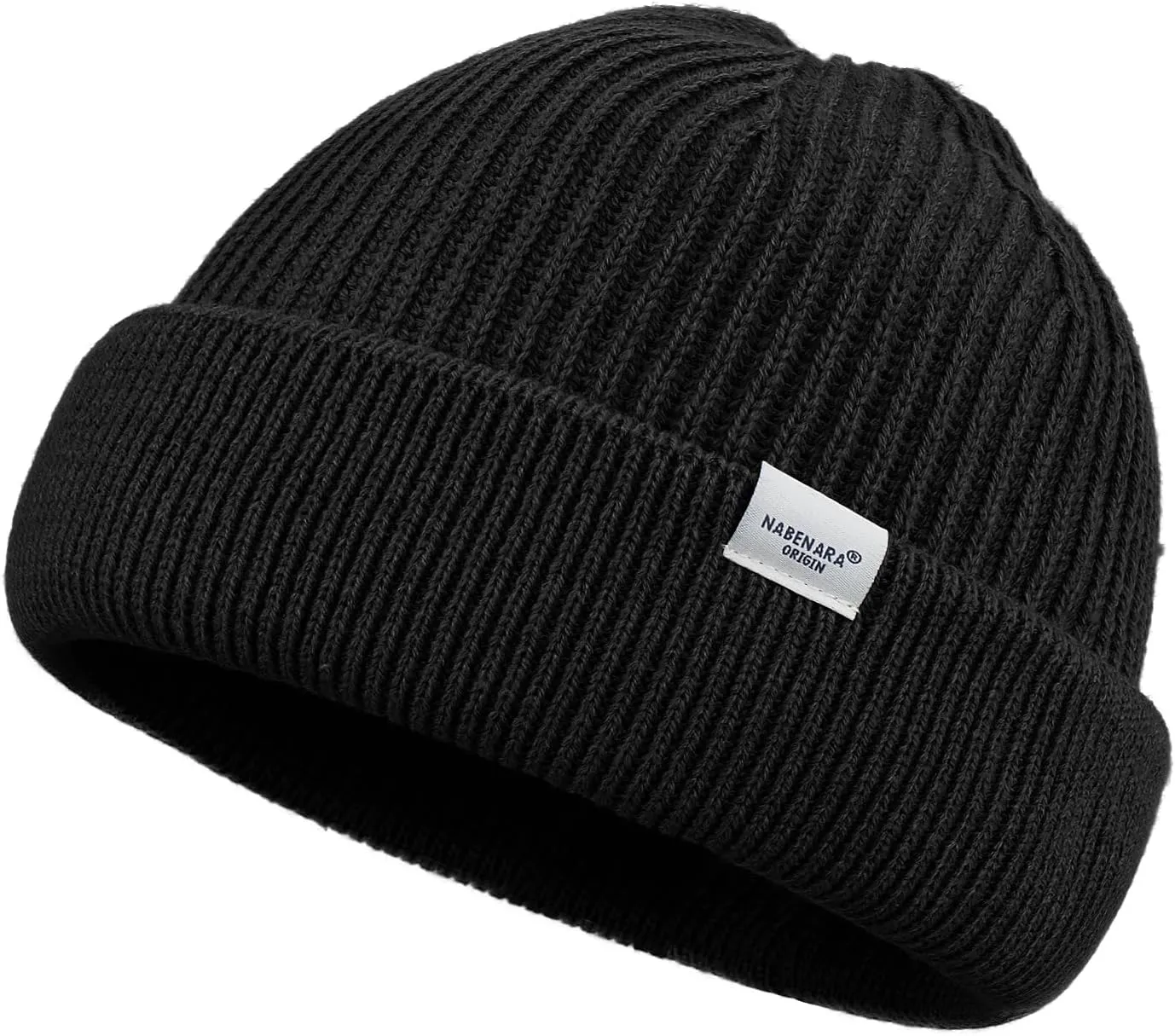 Clakllie Trawler Beanie Watch Hat Knit Cuffed Skullcap Roll-up Edge Stocking Hats Rolled Cuff Knitted Hat Ski Cap