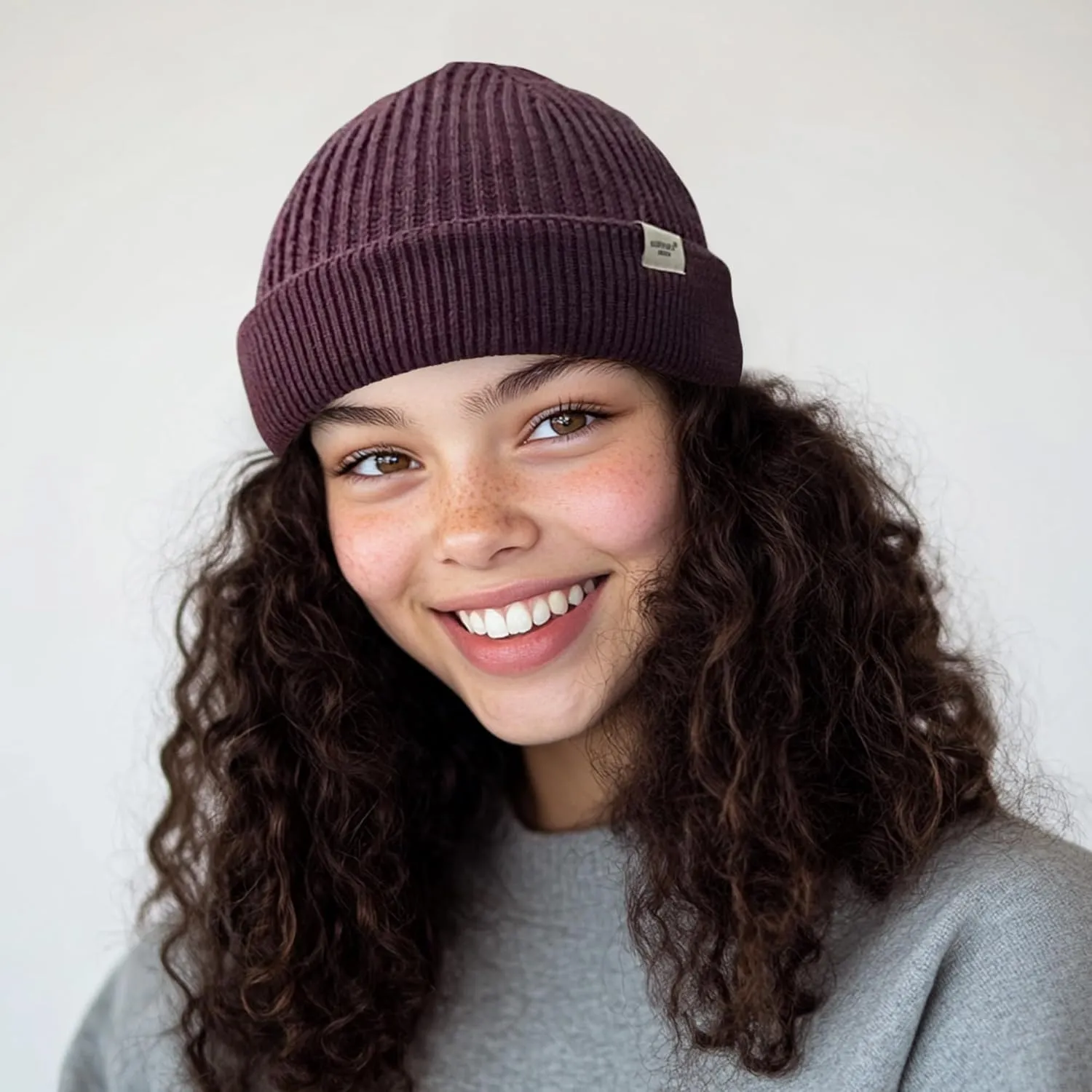 Clakllie Trawler Beanie Watch Hat Knit Cuffed Skullcap Roll-up Edge Stocking Hats Rolled Cuff Knitted Hat Ski Cap
