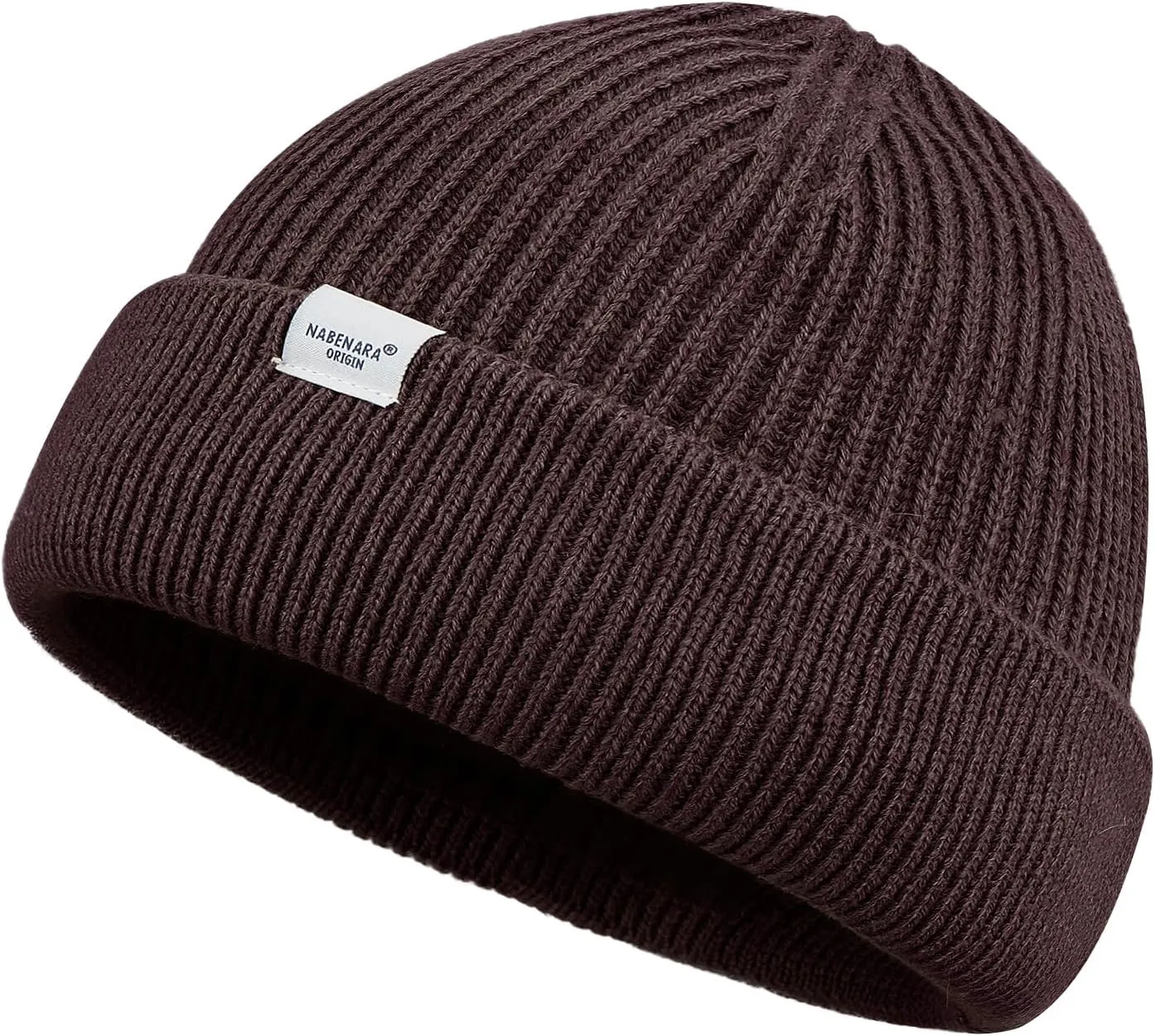 Clakllie Trawler Beanie Watch Hat Knit Cuffed Skullcap Roll-up Edge Stocking Hats Rolled Cuff Knitted Hat Ski Cap