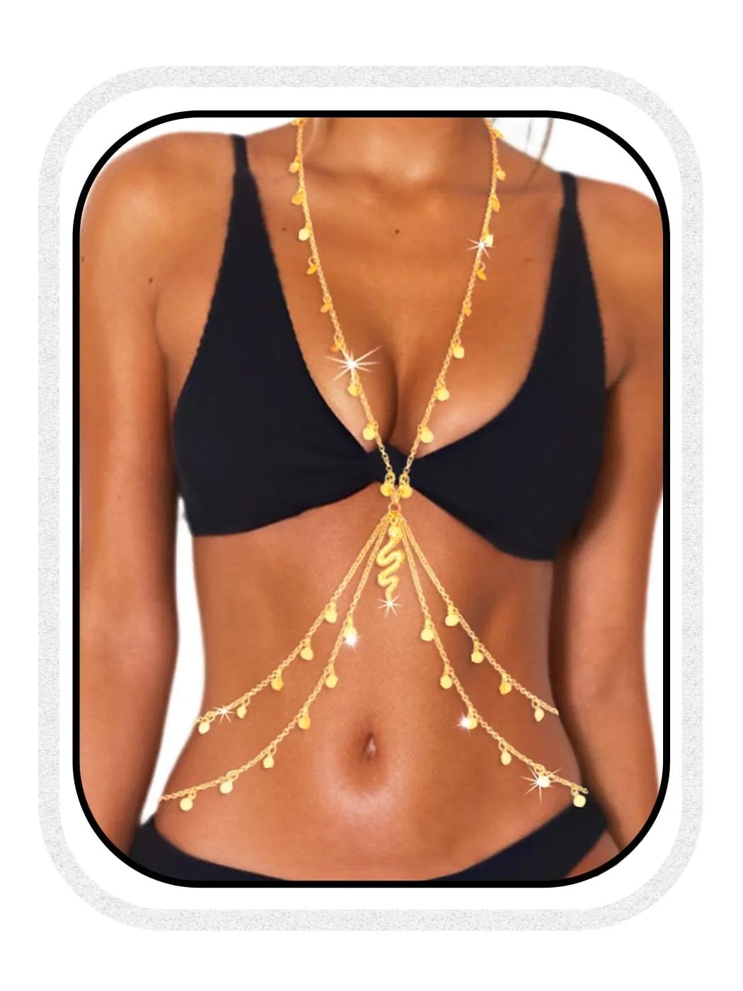 COSYDAYS Gold Bra Chain Jewelry Sequin Body Chains for Women