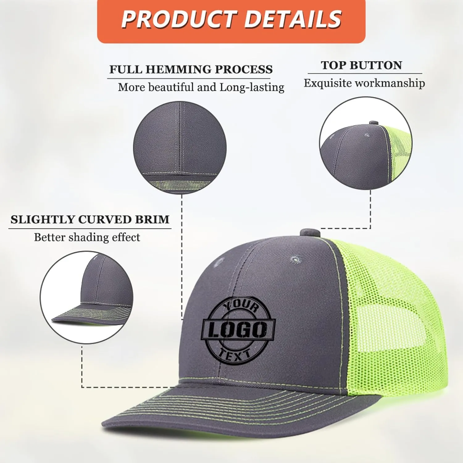 Custom Hats for Men Women Custom Hats Design Your Own Logo Customized Trucker Hat Customize Baseball Hat