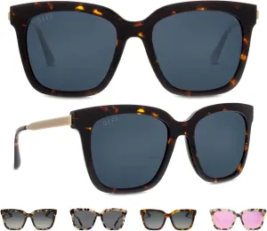 DIFF Bella Designer Square Oversized Sunglasses for Women UV400 Protection, Tortoise frame w/giftable travel case DIFF Bella Designer Square Oversized Sunglasses for Women UV400 Protection, Tortoise frame w/giftable travel case