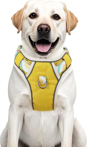 Dog Harness No-Pull with Handle, Reflective Padded Adjustable Vest for Small Medium Large Dogs, Hiking Training Walking, Yellow, M