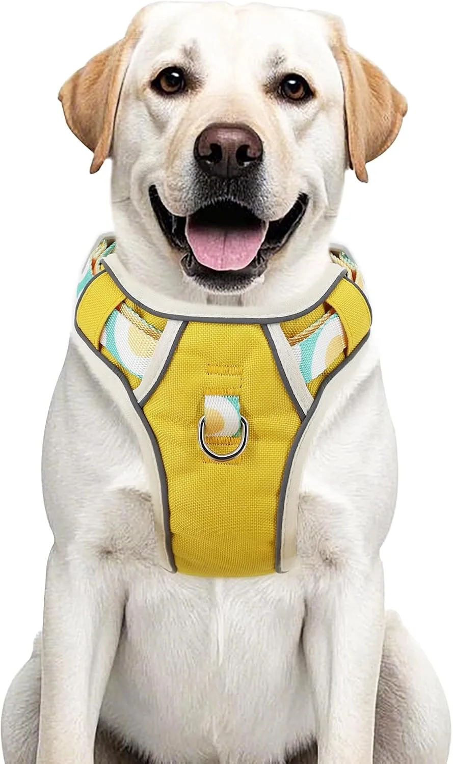 Dog Harness No-Pull with Handle, Reflective Padded Adjustable Vest for Small Medium Large Dogs, Hiking Training Walking, Yellow, M