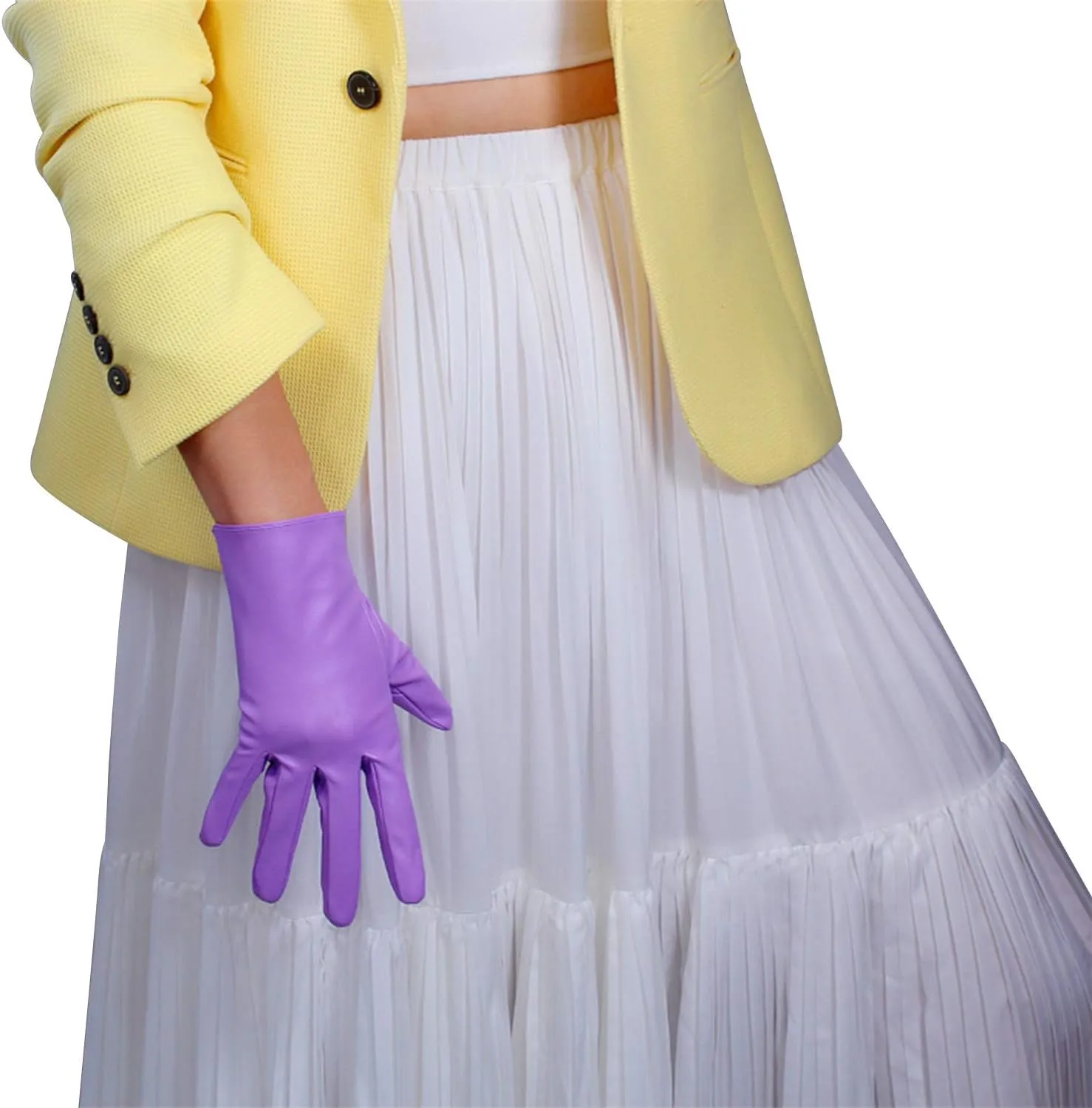 DooWay Women's Short Dress Leather Gloves for Evening Costumes Daily Faux Leather PU 21cm