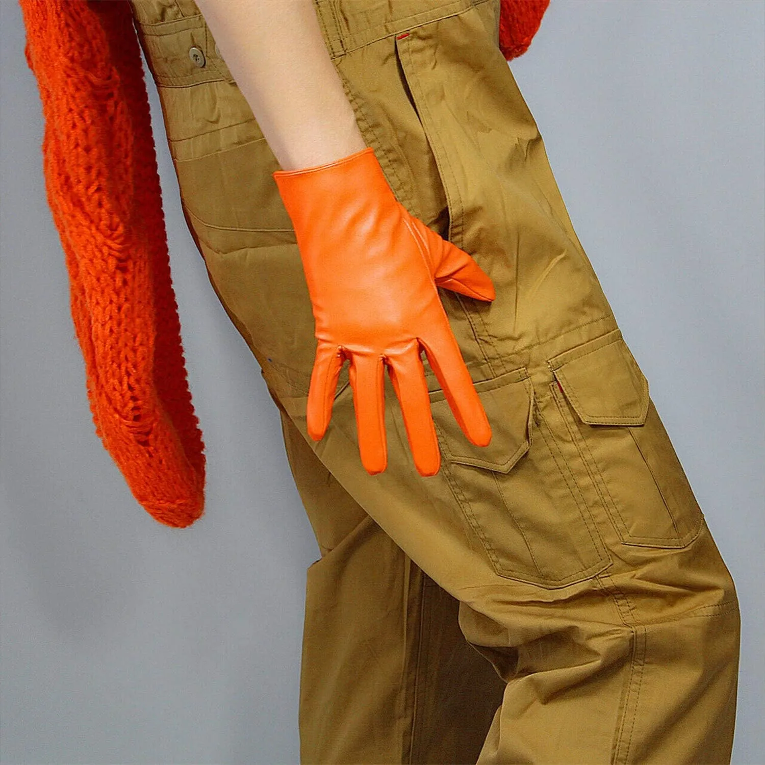 DooWay Women's Short Dress Leather Gloves for Evening Costumes Daily Faux Leather PU 21cm