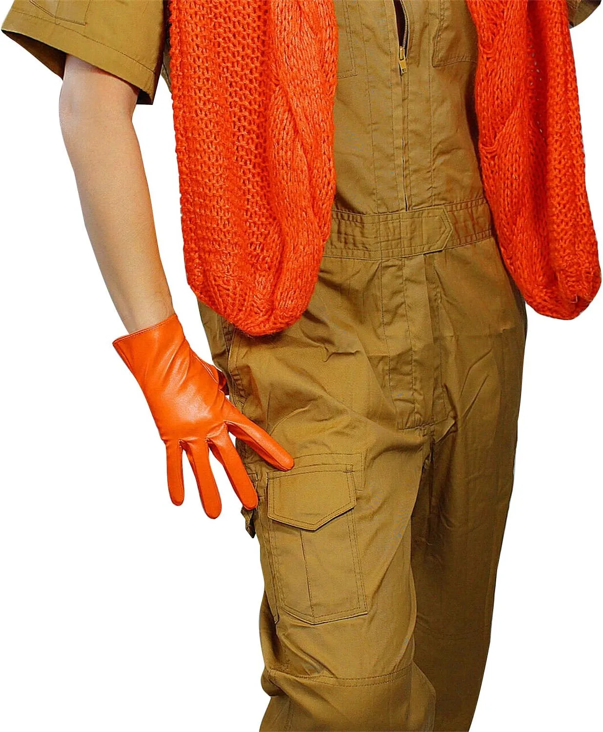 DooWay Women's Short Dress Leather Gloves for Evening Costumes Daily Faux Leather PU 21cm