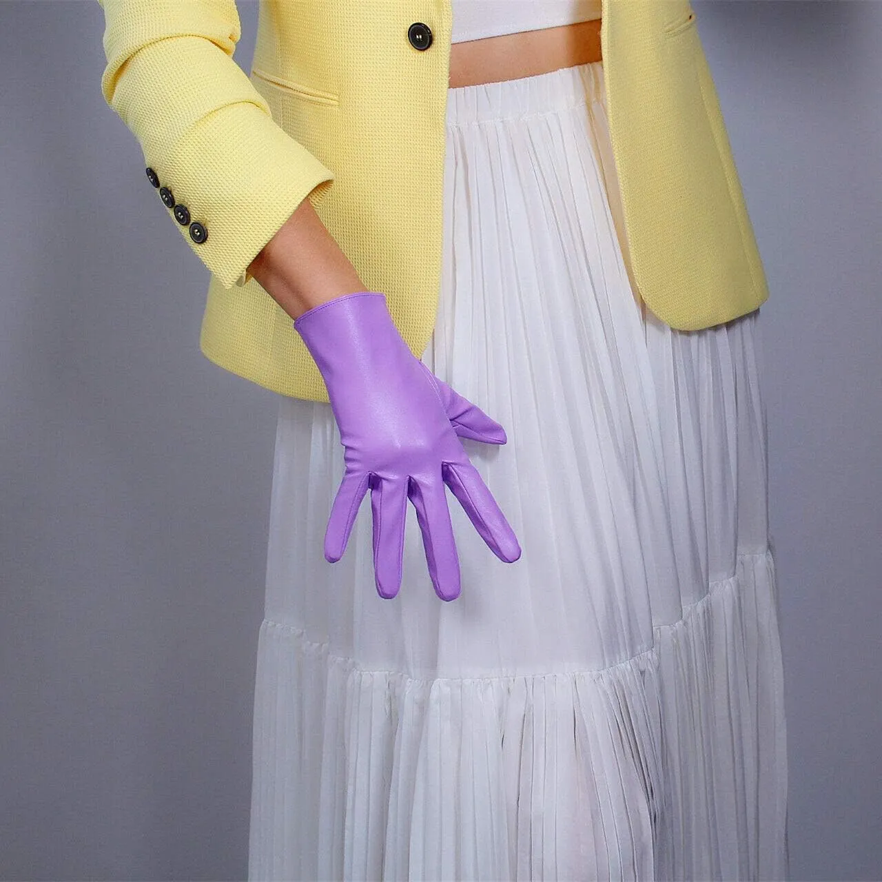 DooWay Women's Short Dress Leather Gloves for Evening Costumes Daily Faux Leather PU 21cm
