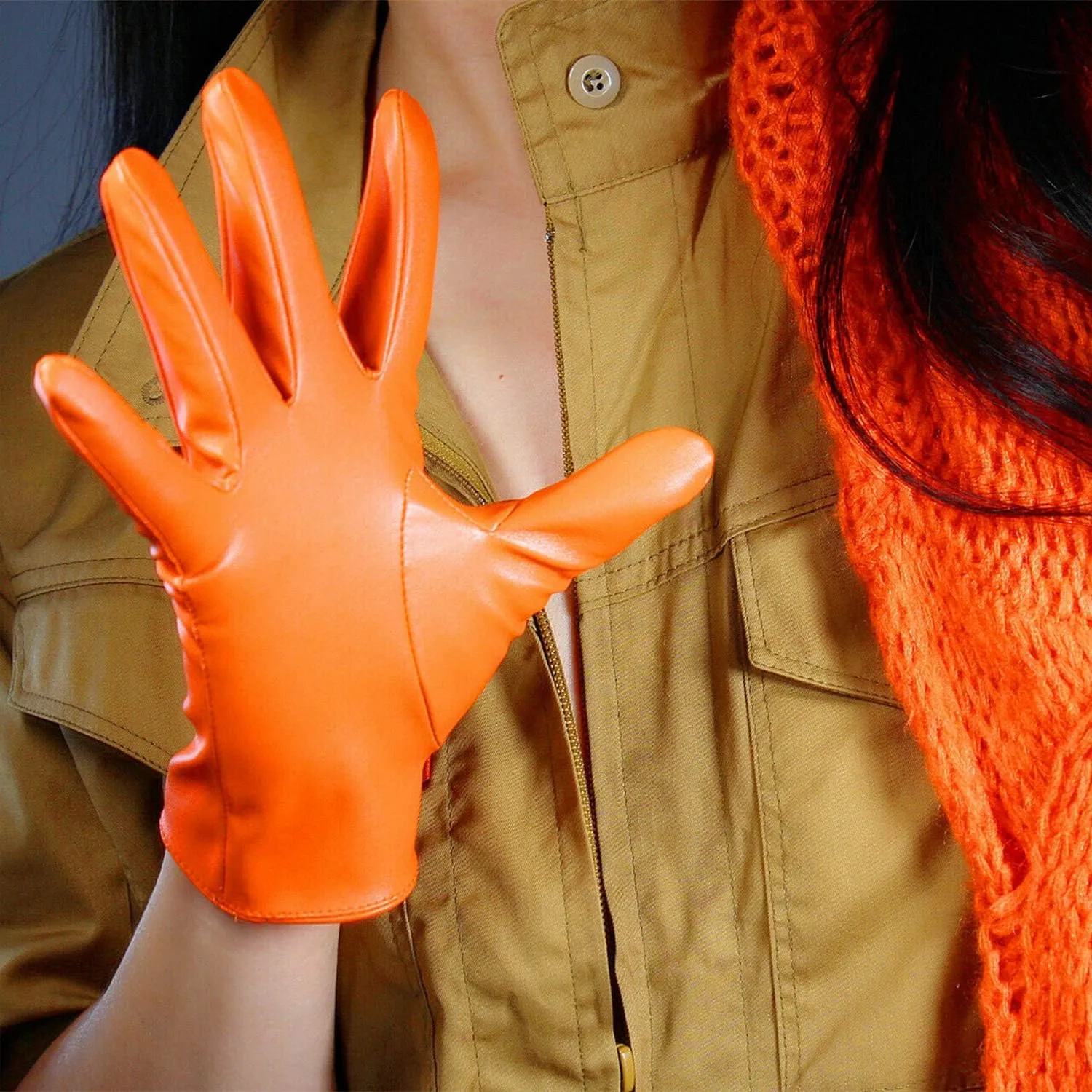 DooWay Women's Short Dress Leather Gloves for Evening Costumes Daily Faux Leather PU 21cm
