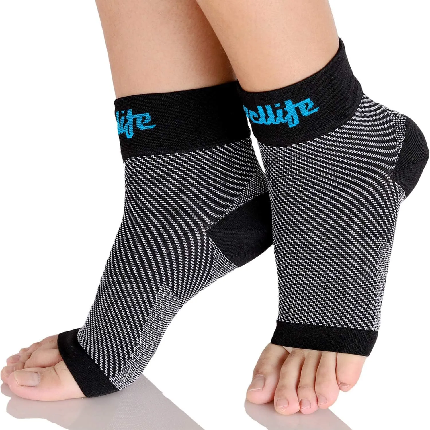 Dowellife Plantar Fasciitis Socks, Ankle Brace Compression Support Sleeves & Arch Support, Foot Compression Sleeves, Ease Swelling, Achilles Tendonitis, Heel Spurs for Men & Women (Black, S)
