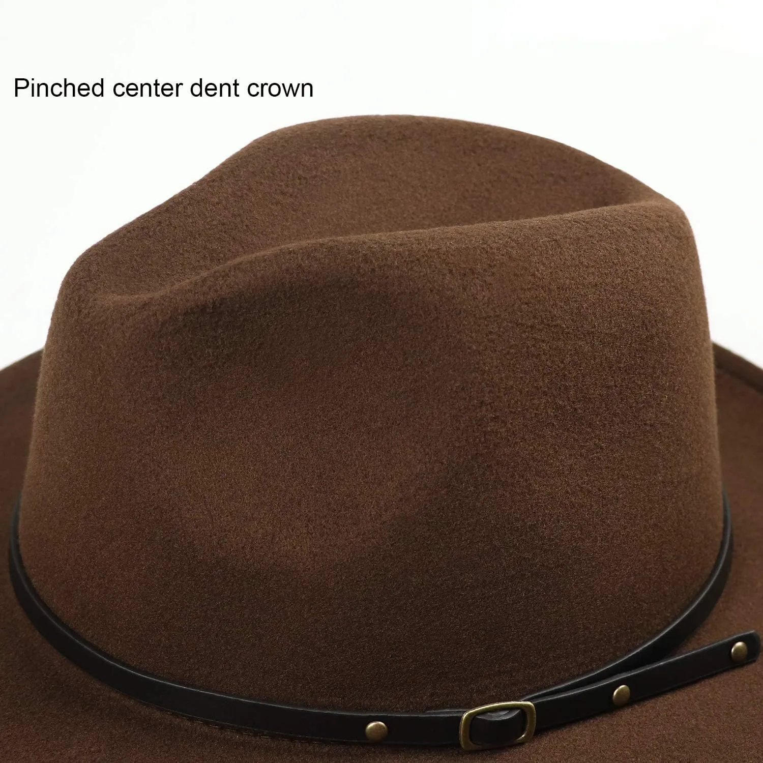 DRESHOW Women Classic Felt Fedora Wide Brim Floppy with Belt Buckle Panama Hat