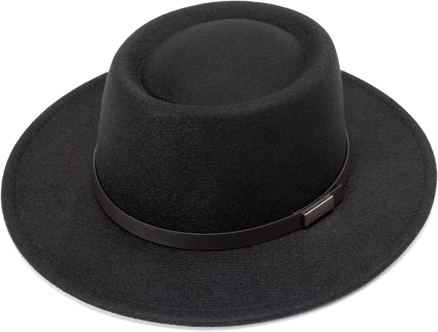 DRESHOW Women Classic Felt Fedora Wide Brim Floppy with Belt Buckle Panama Hat