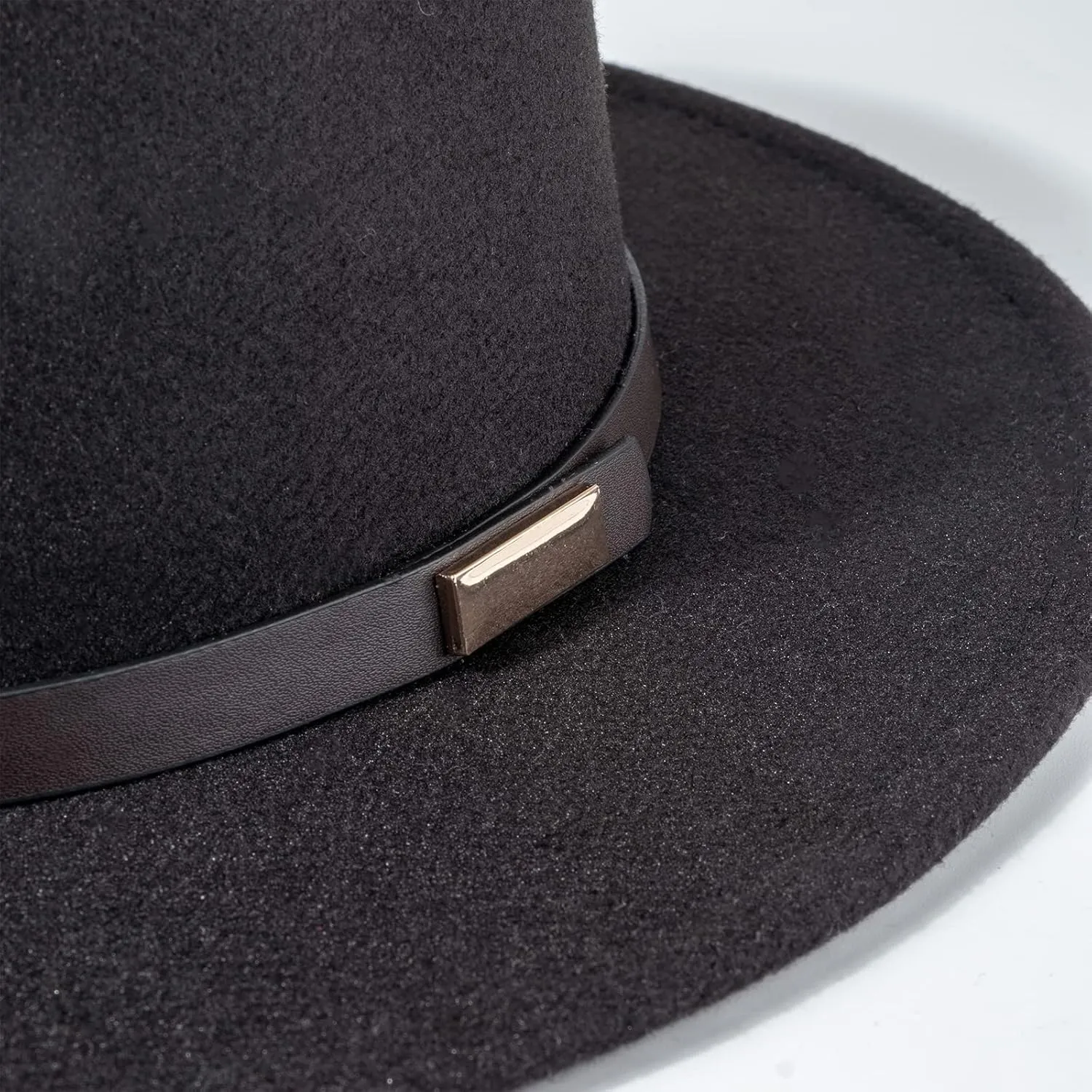 DRESHOW Women Classic Felt Fedora Wide Brim Floppy with Belt Buckle Panama Hat