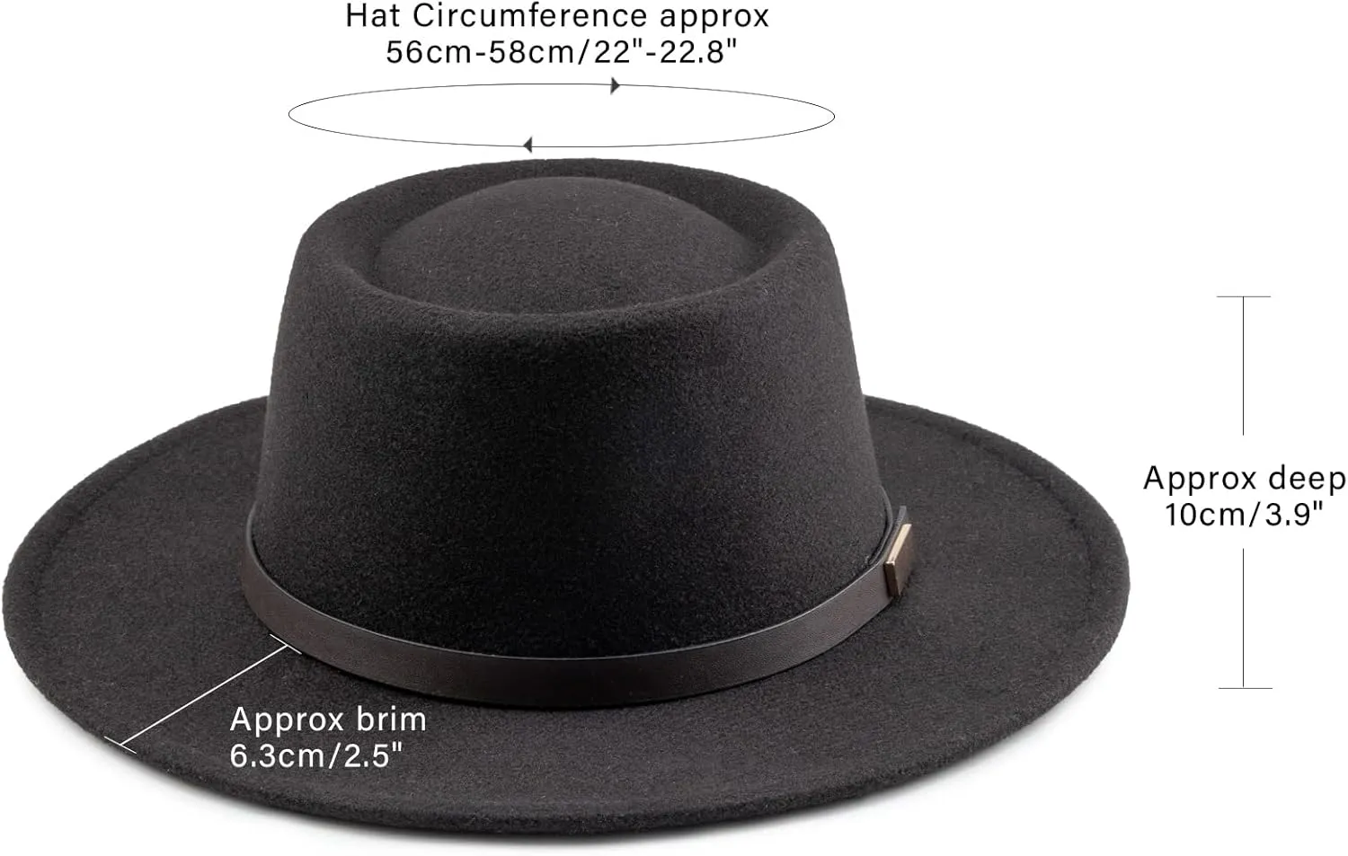 DRESHOW Women Classic Felt Fedora Wide Brim Floppy with Belt Buckle Panama Hat