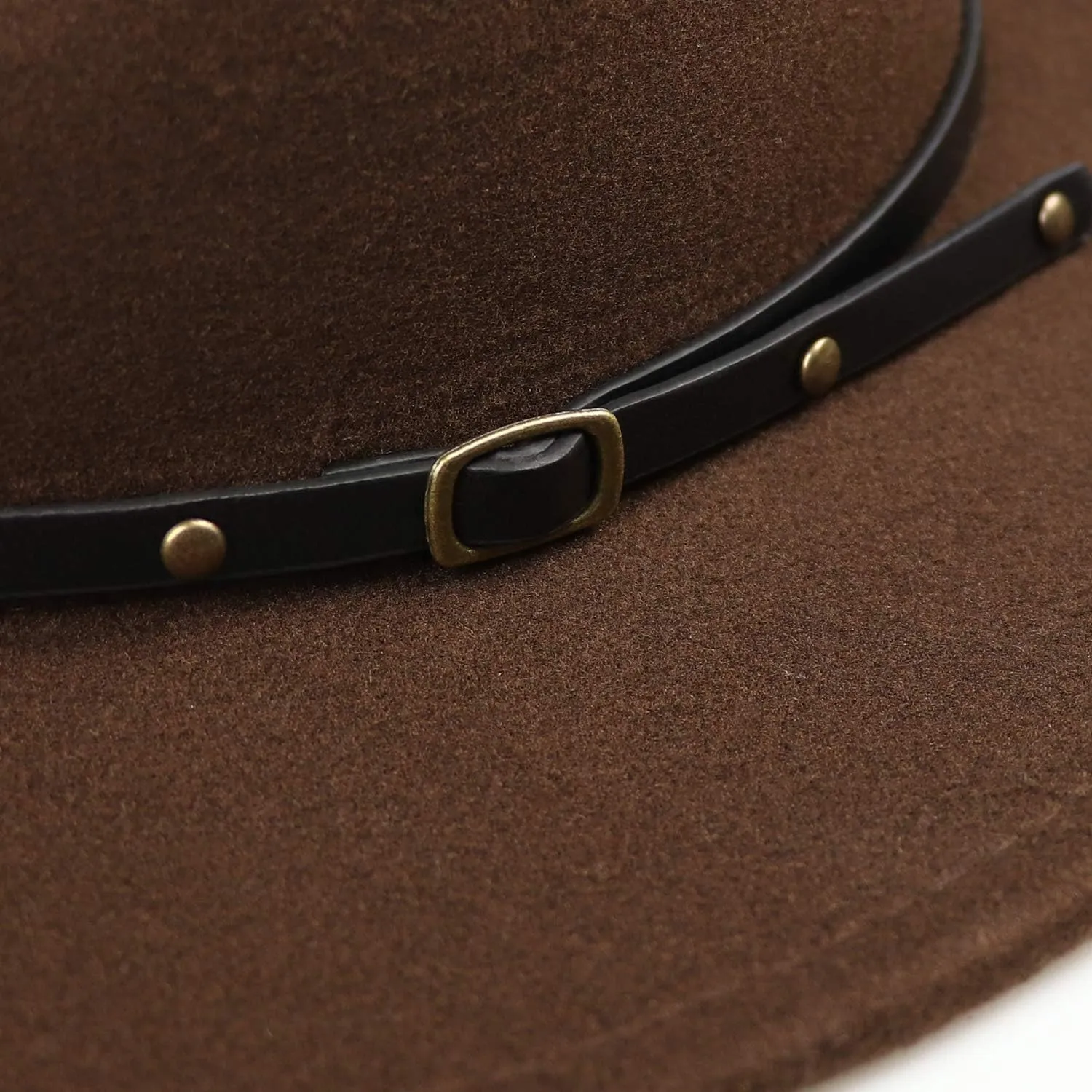 DRESHOW Women Classic Felt Fedora Wide Brim Floppy with Belt Buckle Panama Hat