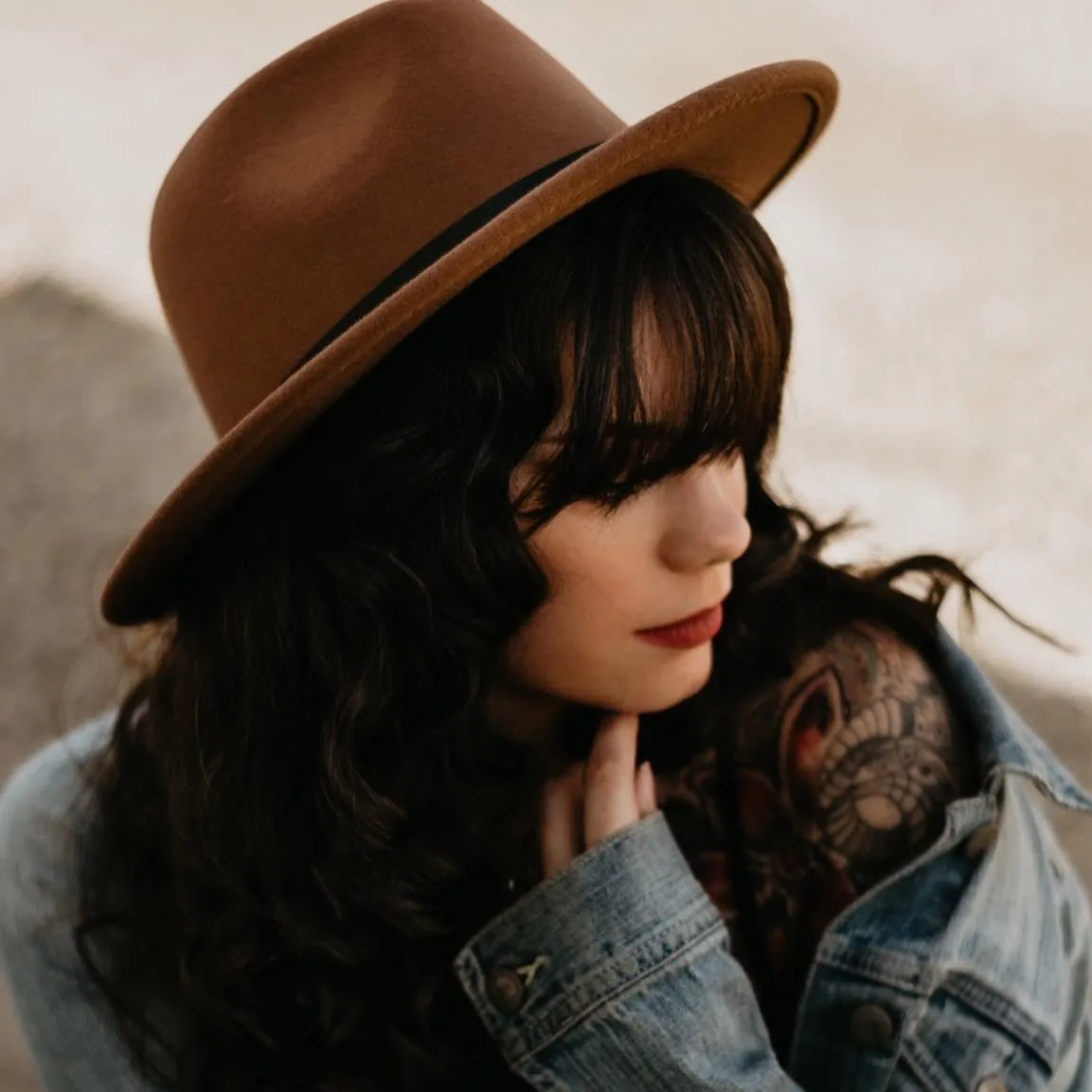 DRESHOW Women Classic Felt Fedora Wide Brim Floppy with Belt Buckle Panama Hat