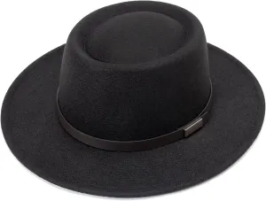 DRESHOW Women Classic Felt Fedora Wide Brim Floppy with Belt Buckle Panama Hat