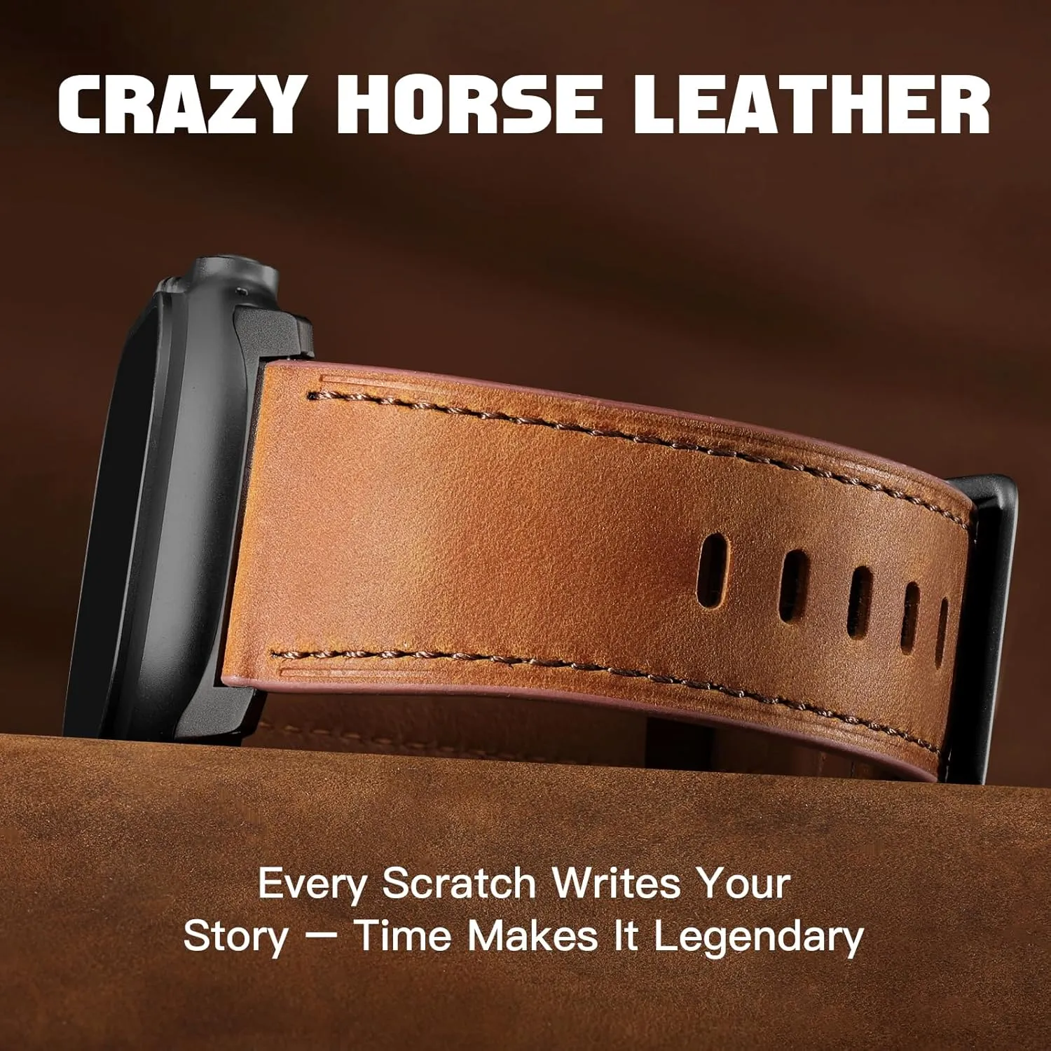 Easuny Leather Band Compatible with Apple Watch Ultra 2 Bands for Men 49mm 46mm 45mm 44mm 42mm, Top Grain Genuine Leather Strap for iWatch Ultra Series 10 9 8 7 6 5 4 SE2 SE Brown