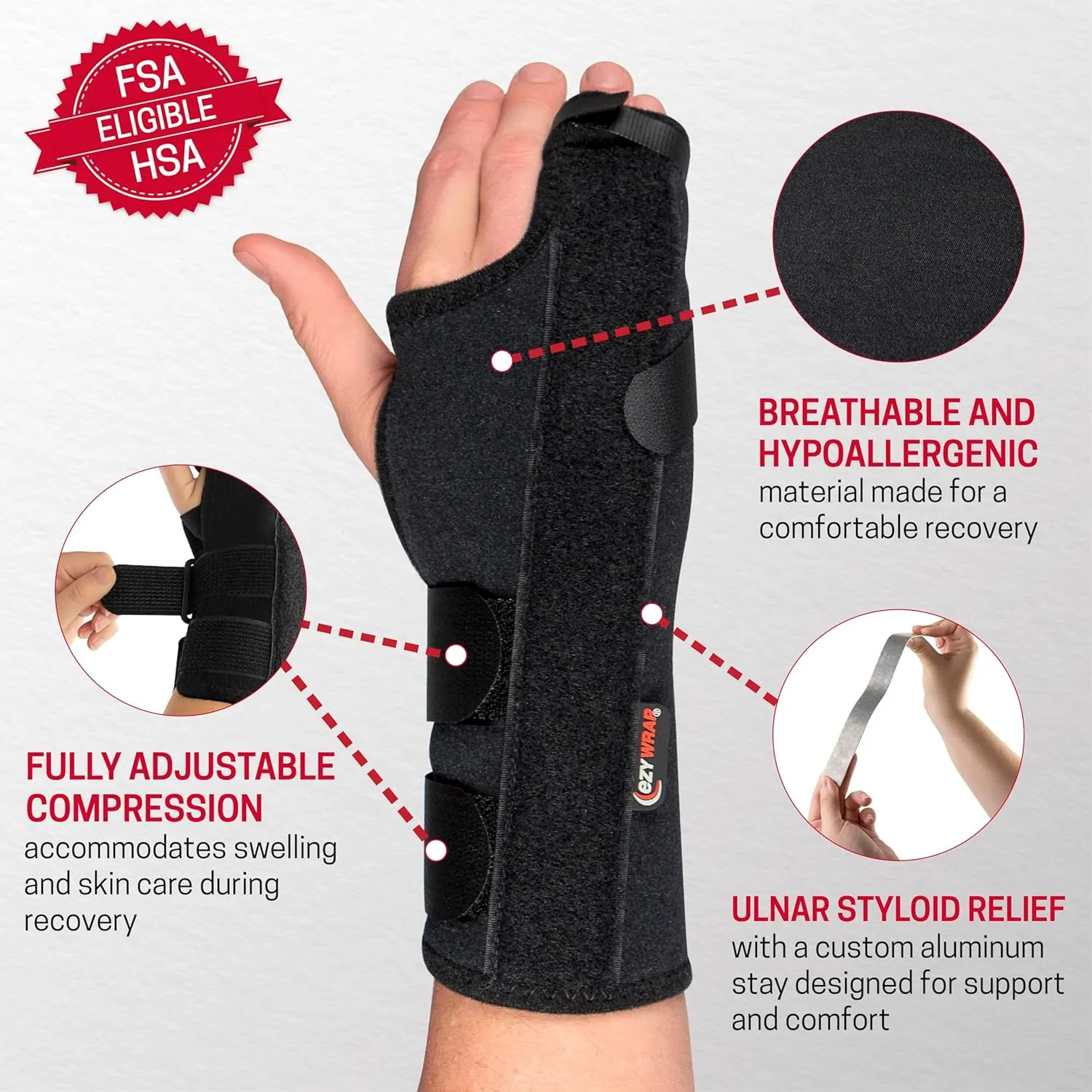 Ezywrap The Boxer Orthosis Orthopedic Hand & Wrist Brace | Wrist Brace for Women & Men | Wrist Support Strap for Sprain, Wrist Sleeve, Metacarpal Wrap Brace | Extra Small | Right | (Single/Black)