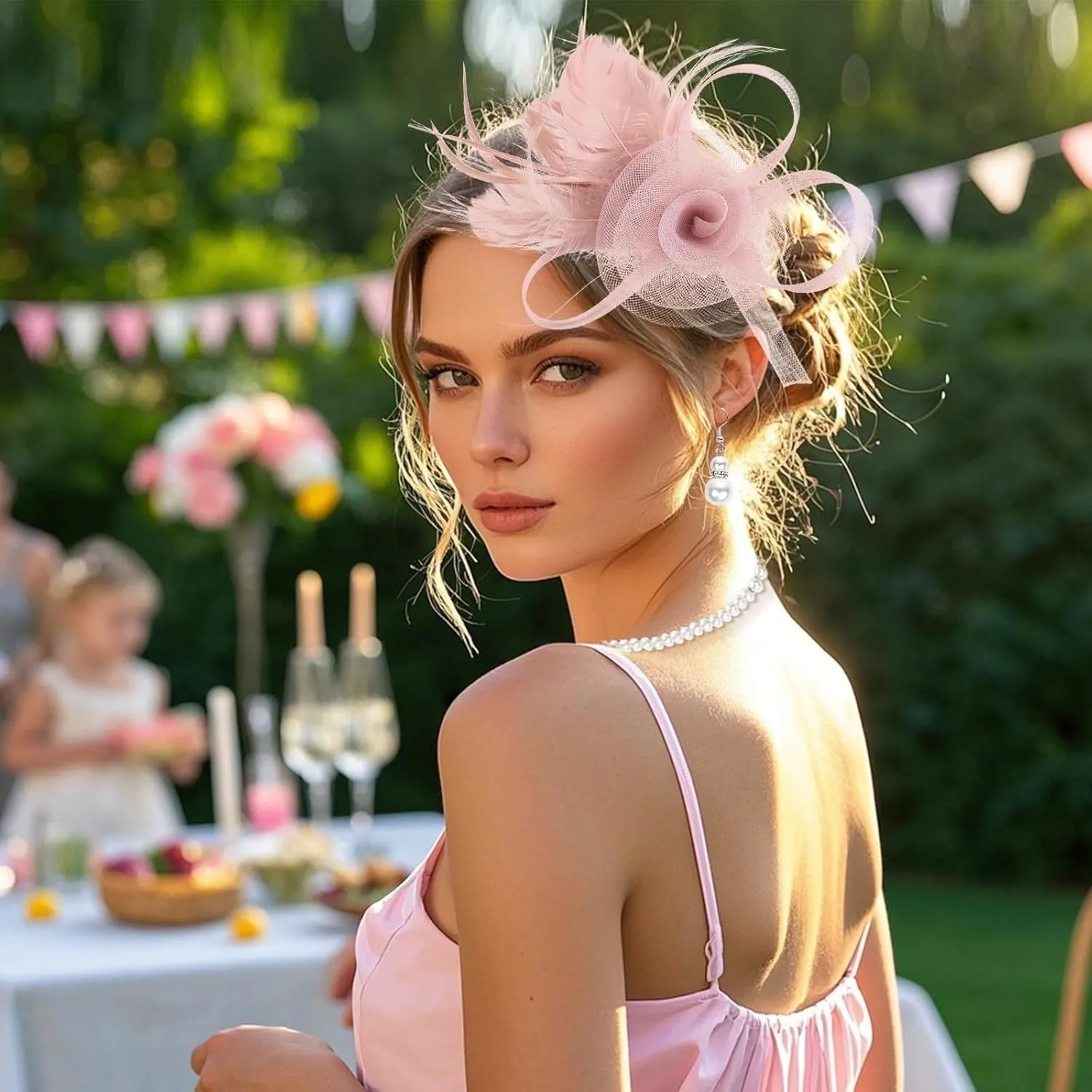 Fascinators Hat for Women Tea Party Headband Derby Wedding Flower Cocktail Mesh Feathers Hair Clip