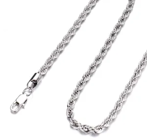 FEEL STYLE Stainless Steel Chain 925 Silver Rope Chains 3-5mm Twist Rope Necklace 14-30 Inch