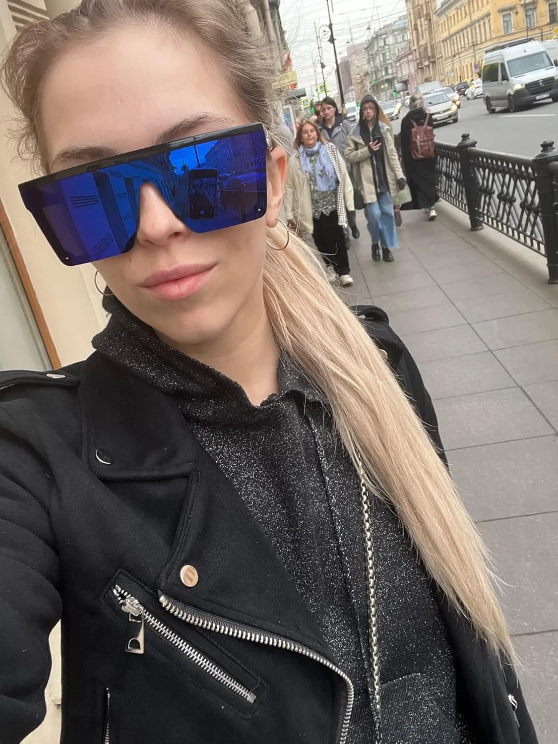 FEISEDY Oversized Sunglasses Mens Womens Flat Top Square Trendy Visor Shades UV400 B2470