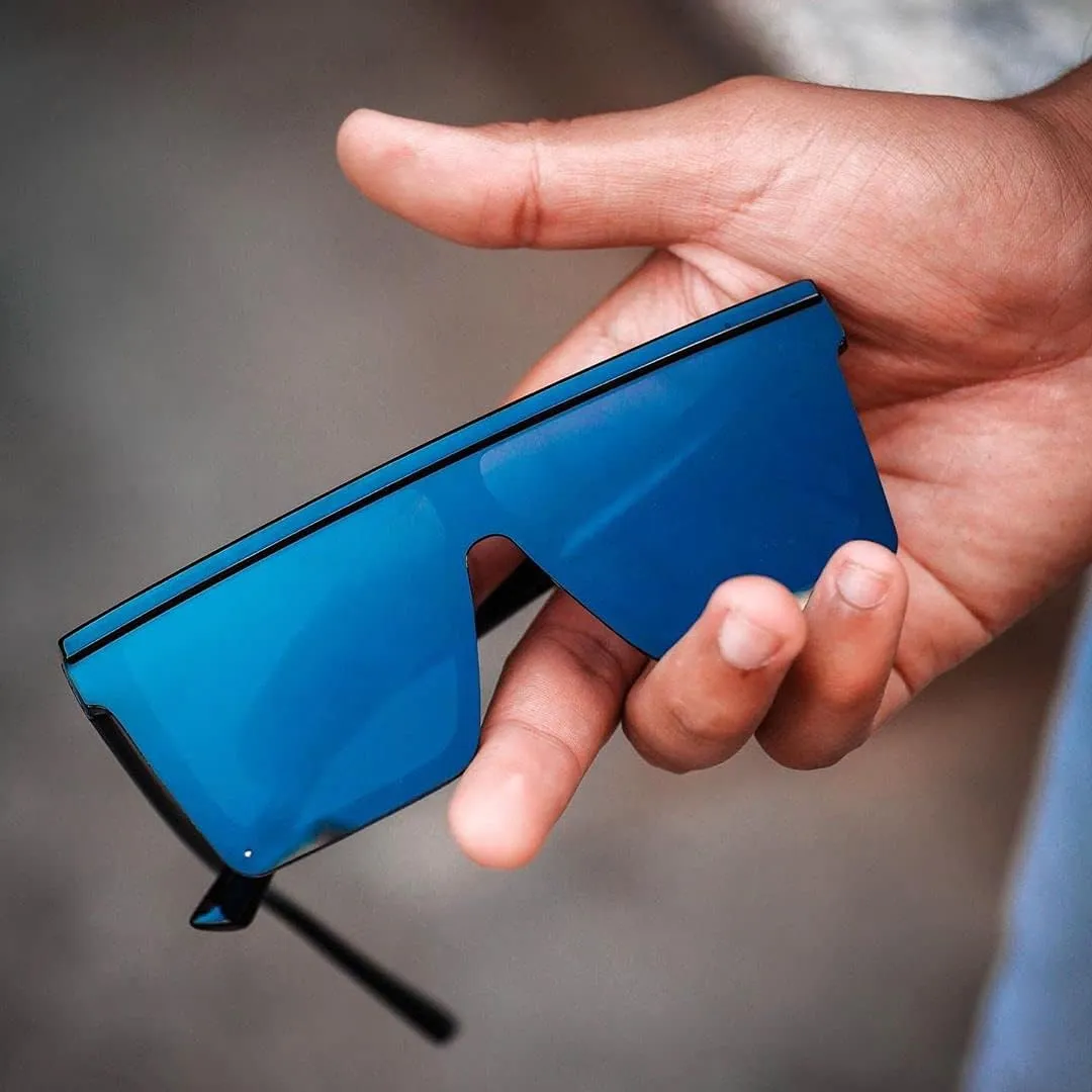 FEISEDY Oversized Sunglasses Mens Womens Flat Top Square Trendy Visor Shades UV400 B2470