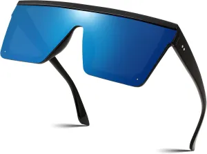 FEISEDY Oversized Sunglasses Mens Womens Flat Top Square Trendy Visor Shades UV400 B2470