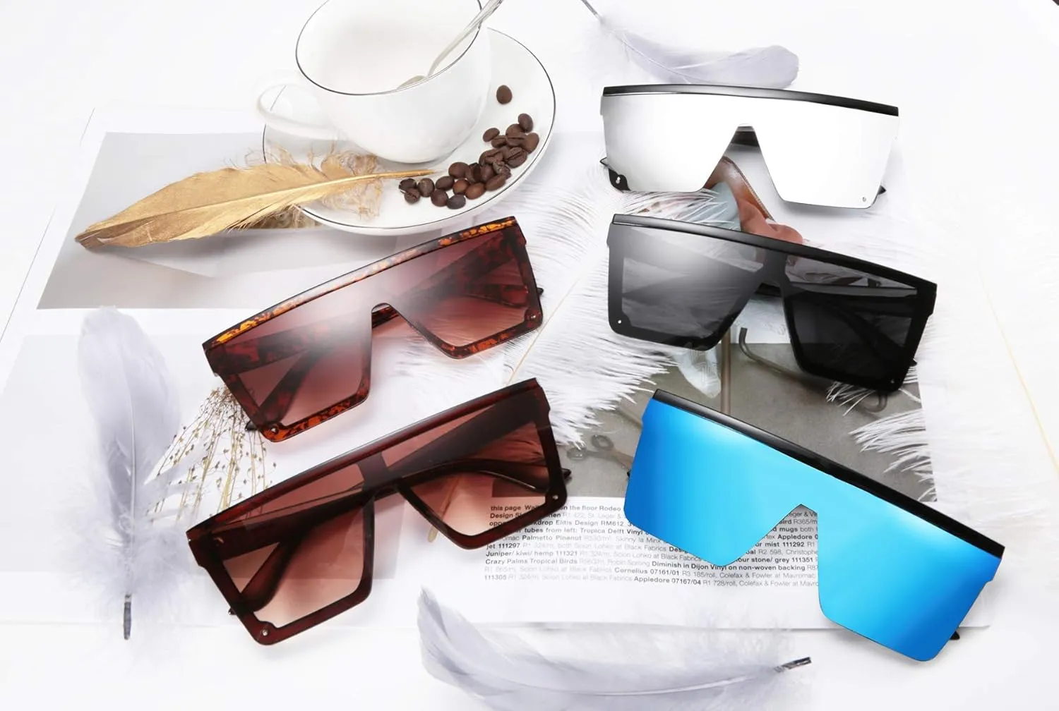 FEISEDY Oversized Sunglasses Mens Womens Flat Top Square Trendy Visor Shades UV400 B2470