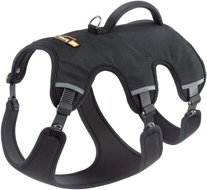 Ferplast Ergonomic Chest Harness for Medium-Small Dogs Ergotrekking P Small, Six Fastenings with Micro Regulation, Soft Padding, Reflective, Perfect for a Day Out Trekking, Black
