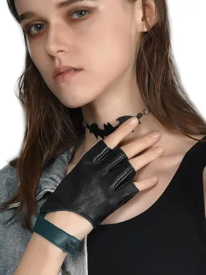 FIORETTO Womens Fingerless Leather Gloves for Driving Motorcycle Unlined Half Finger Gloves 200420