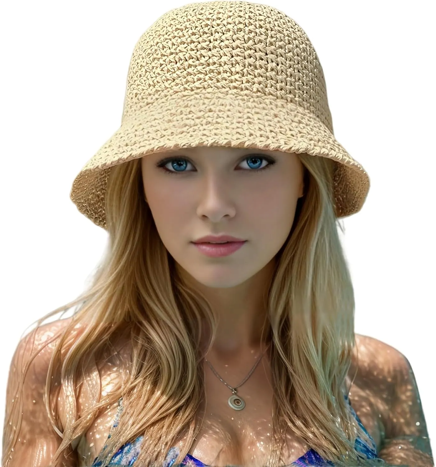 Floppy Big Beach Straw Hats for Women Foldable Summer Wide Brim Packable Sun Hat Womens Travel Straw Fedora Hat