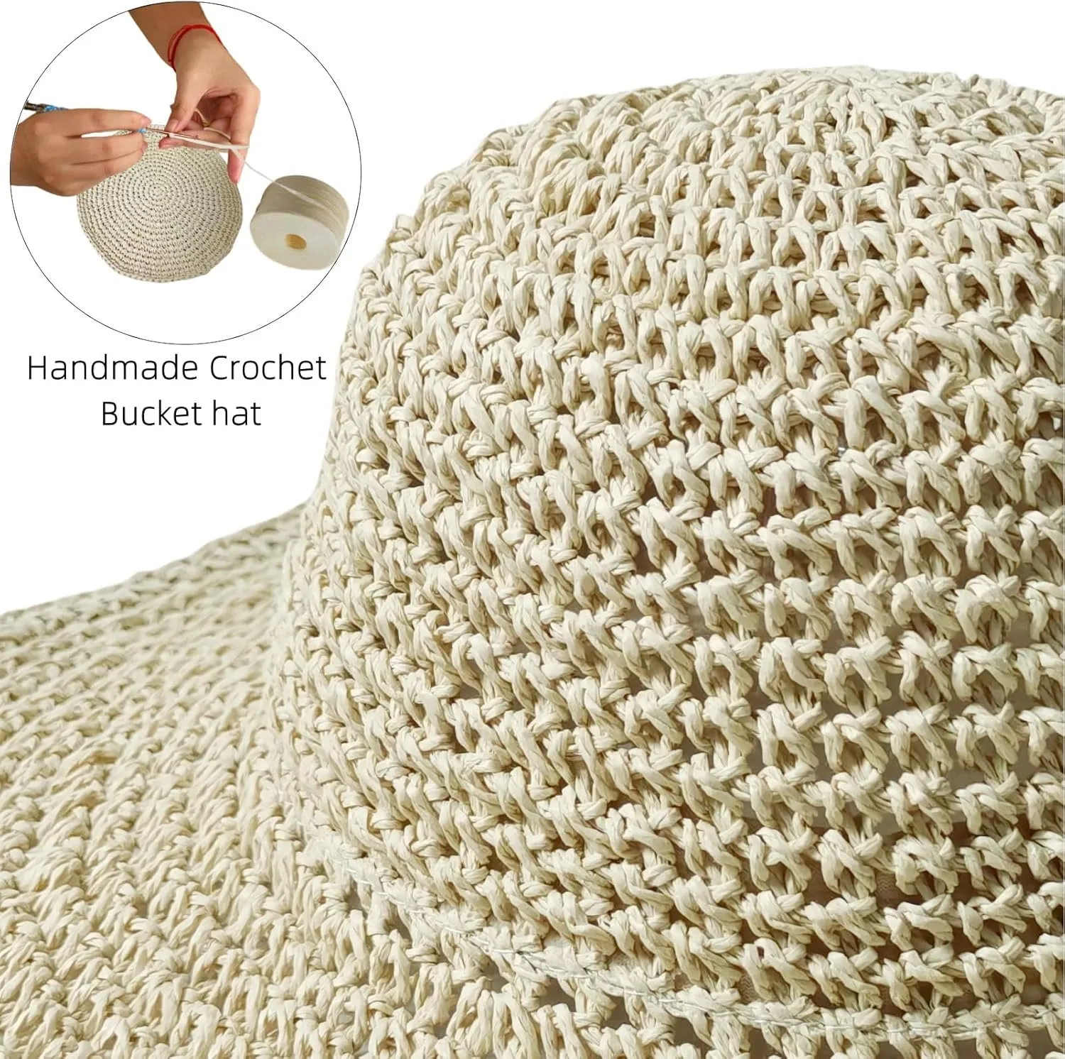 Floppy Big Beach Straw Hats for Women Foldable Summer Wide Brim Packable Sun Hat Womens Travel Straw Fedora Hat