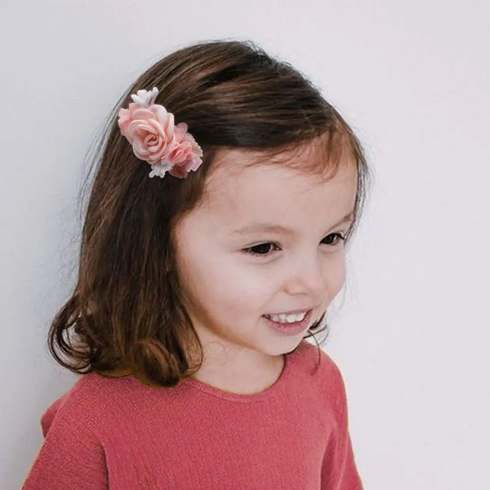 Flower Hair Clips Set-Cherrboll 3pcs Floral Hair Bow Accessories for Baby Girl Toddles Teen Gifts