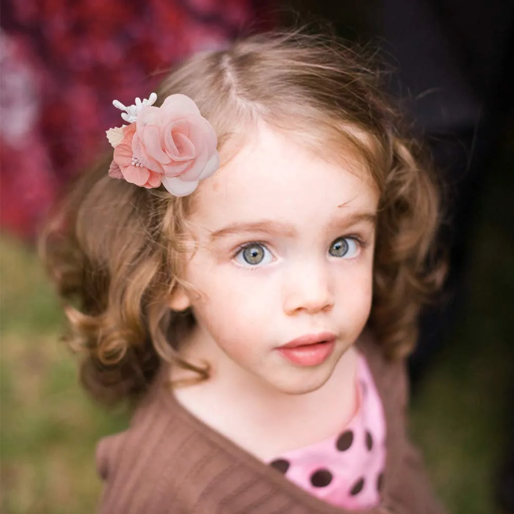 Flower Hair Clips Set-Cherrboll 3pcs Floral Hair Bow Accessories for Baby Girl Toddles Teen Gifts