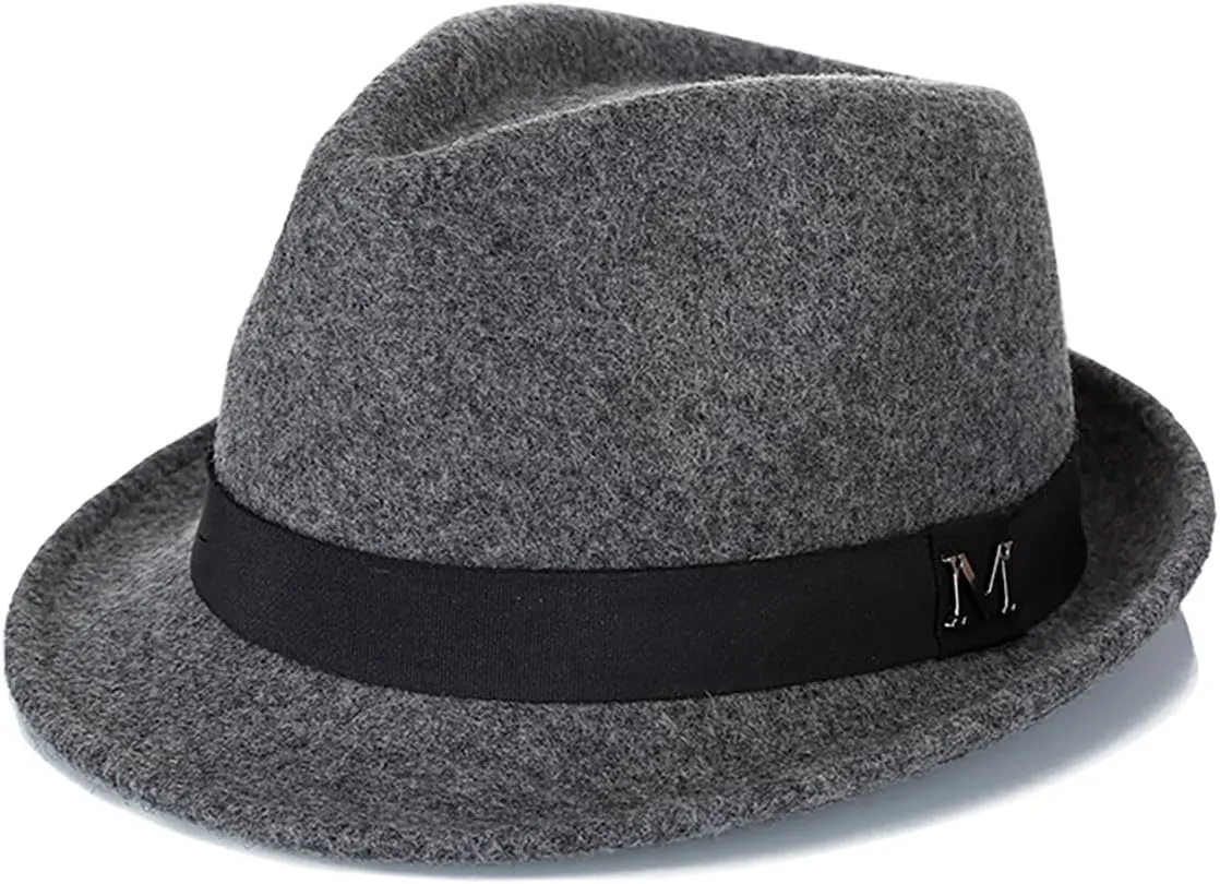 FREEBIRD99 100% Wool Felt Panama Fedora Hat Short Brim Trilby Flat Hat for Men Women