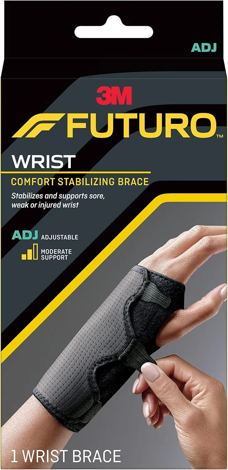 FUTURO Comfort Stabilizing Wrist Brace, Helps Support Sprains, Strains, and Symptoms of Carpal Tunnel Syndrome, One Size