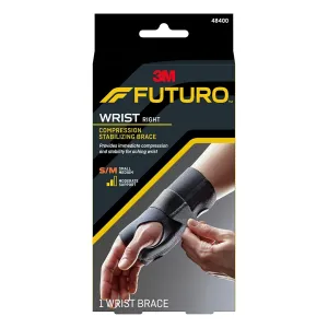 FUTURO Compression Stabilizing Wrist Brace, Right Hand, Small/Medium Size, Provides Support to Injured Wrists, Easy-to-Use Design, Three Straps Provide a Customizable Fit (48400ENR)