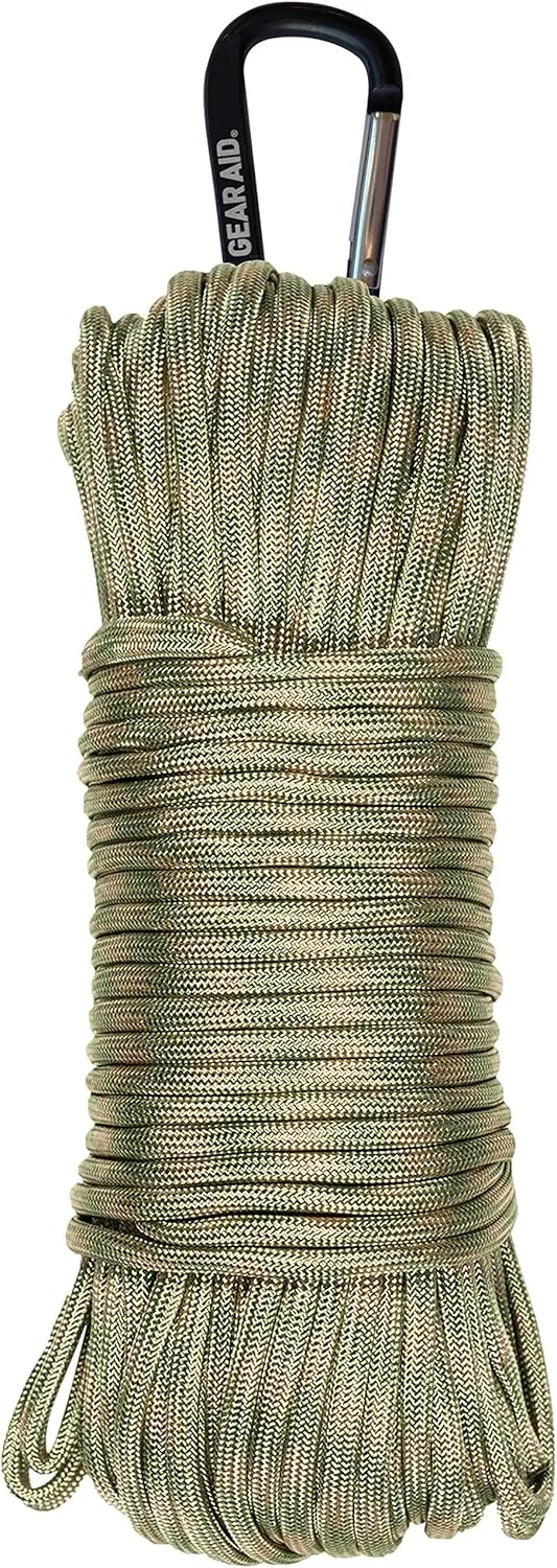 Gear AID 550 Paracord and Carabiner, 7 Strand Utility Cord for Camping and Survival