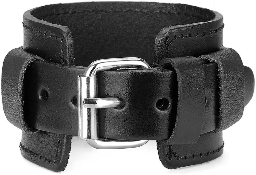 GelConnie Leather Cuff Bracelet Punk Braided Bracelets Rock Leather Wristbands Faux Mens Leather Bracelet Gothic Viking Bangle Adjustable Wrap Bracelet for Women,Men