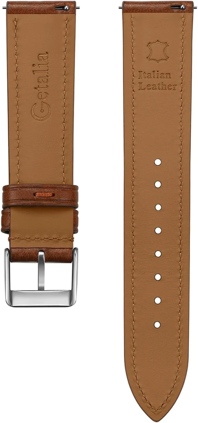 Getalia Italian leather Watch Band Tuscany Natural Vegetable-Tanned Full Grain Genuine Leather,18mm 19mm 20mm 21mm 22mm Quick Release Replacement Watch Straps for Men and Women Thick and Soft