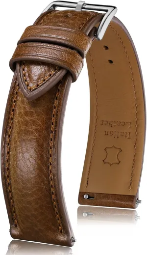 Getalia Italian leather Watch Band Tuscany Natural Vegetable-Tanned Full Grain Genuine Leather,18mm 19mm 20mm 21mm 22mm Quick Release Replacement Watch Straps for Men and Women Thick and Soft